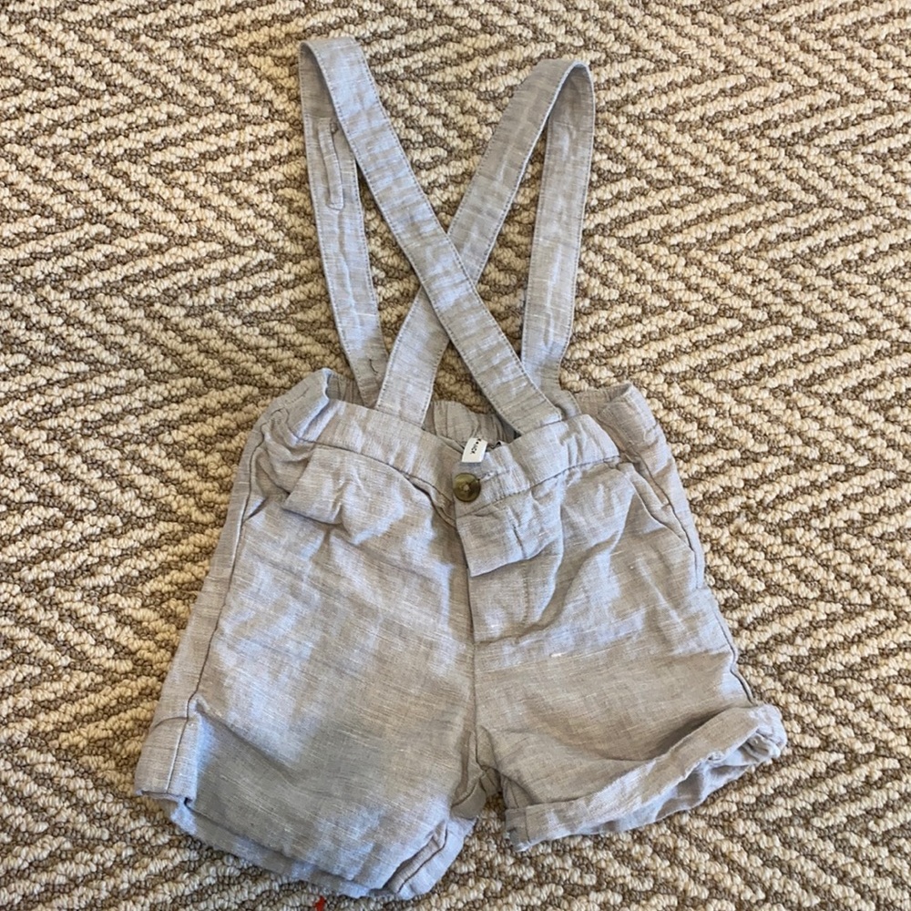 Janie and Jack linen shorts and suspenders